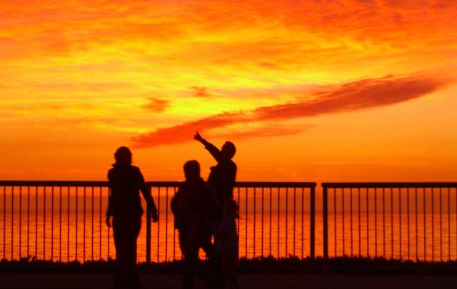 sillouettes in orange sunset